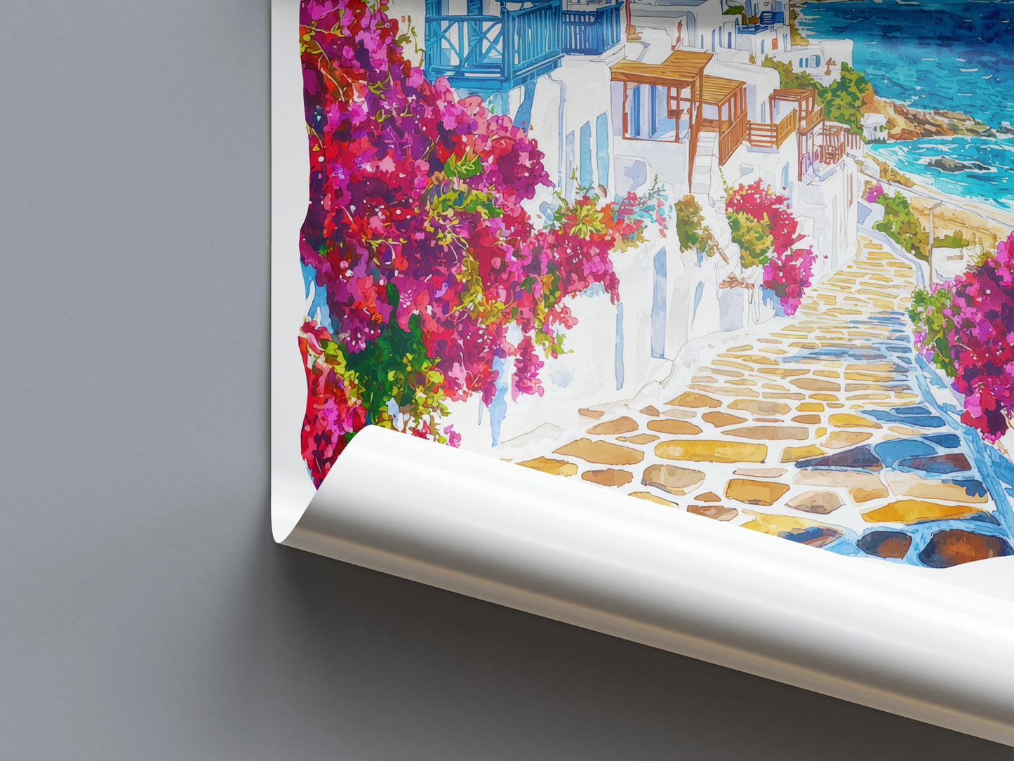 Mykonos Watercolor Poster Wall Art Mykonos Wall Hanging Home Décor Mykonos Gift Art Lovers Greece Wall Art