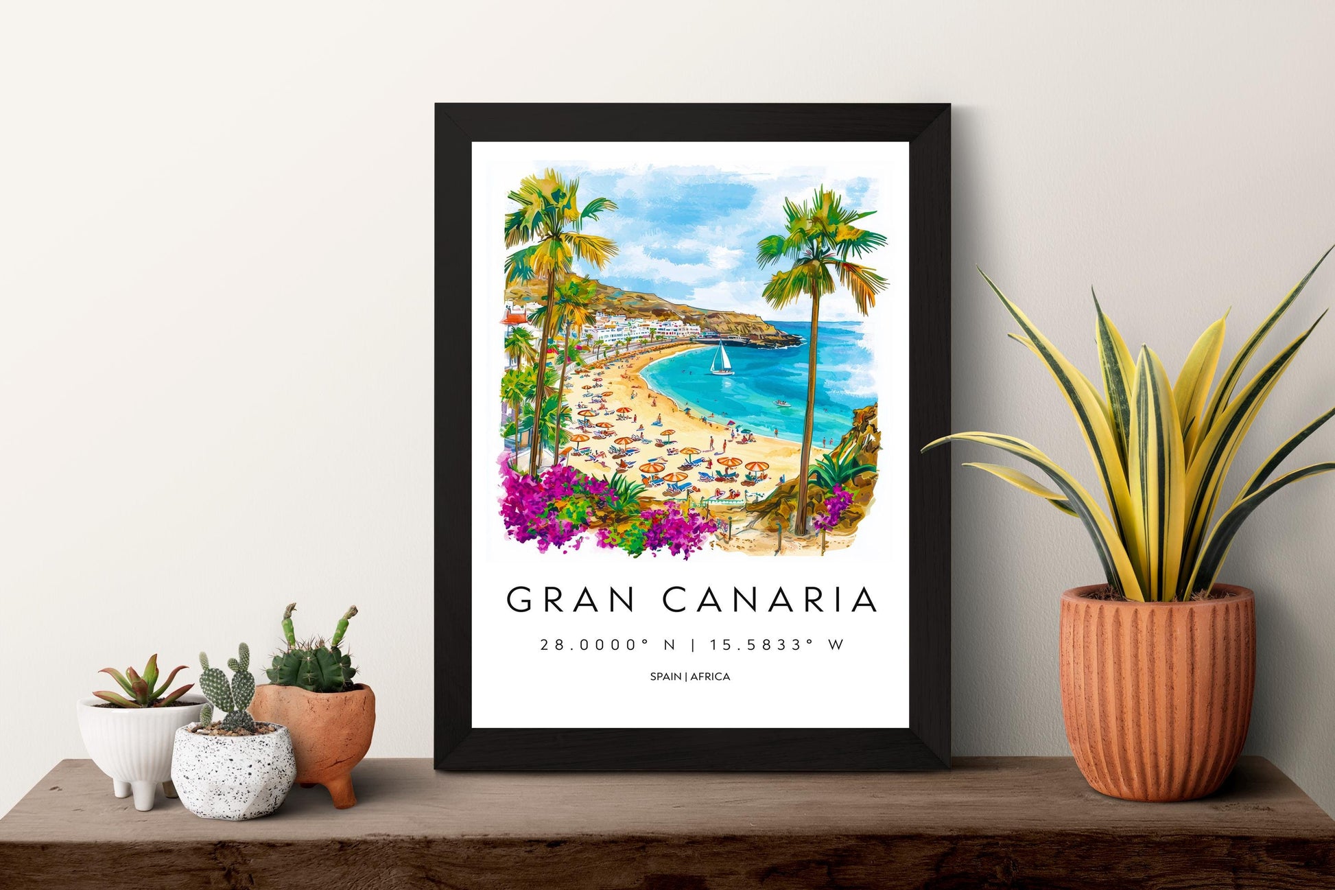 Gran Canaria Watercolor Poster Wall Art Gran Canaria Wall Hanging Home Décor Gran Canaria Gift Art Lovers Spain Wall Art