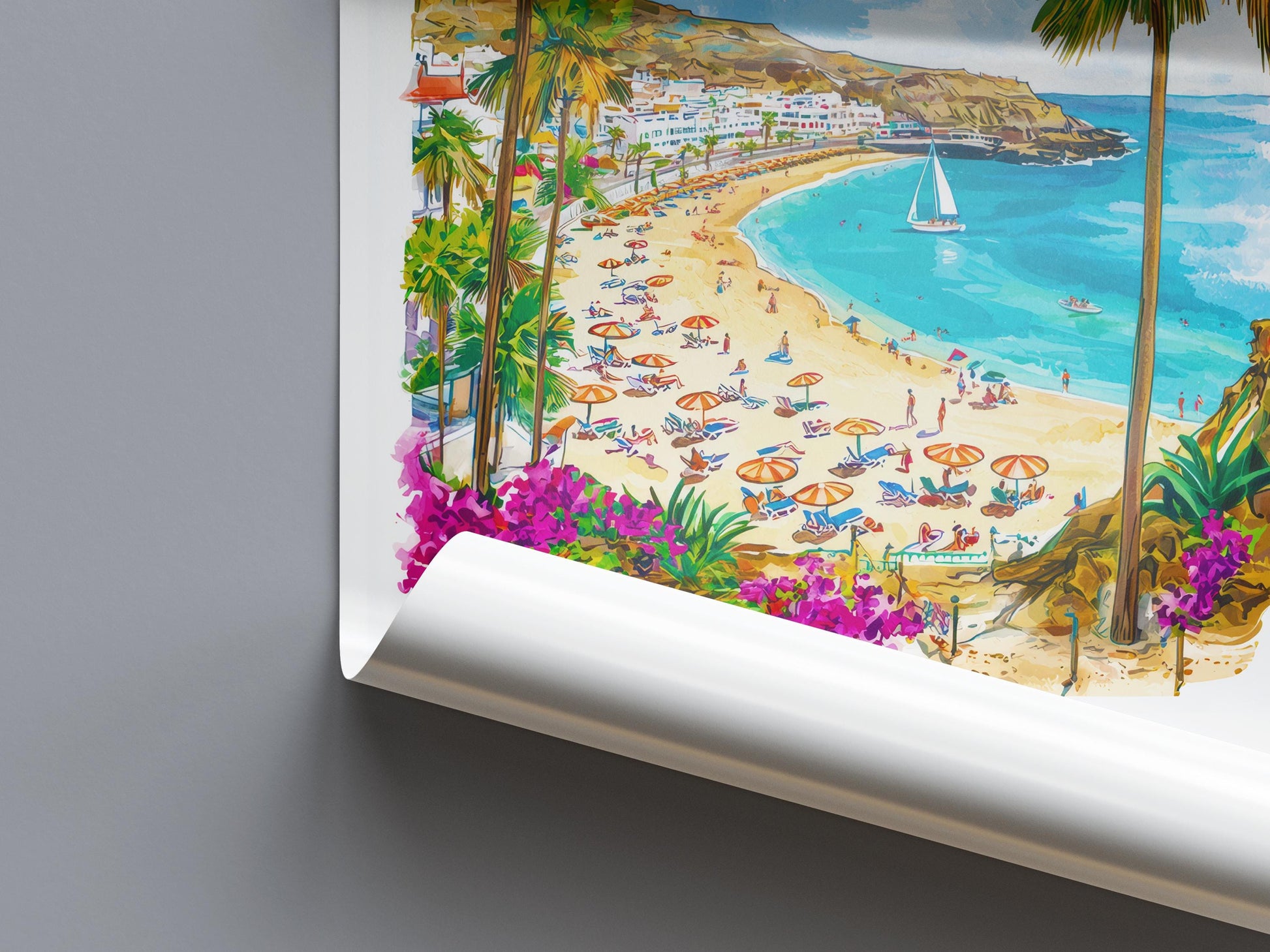 Gran Canaria Watercolor Poster Wall Art Gran Canaria Wall Hanging Home Décor Gran Canaria Gift Art Lovers Spain Wall Art