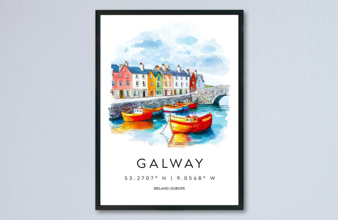 Galway Watercolor Poster Wall Art Galway Wall Hanging Home Décor Galway Gift Art Lovers Ireland Wall Art