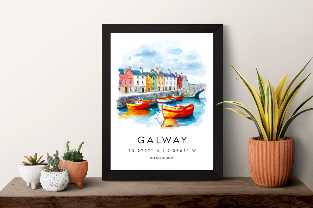 Galway Watercolor Poster Wall Art Galway Wall Hanging Home Décor Galway Gift Art Lovers Ireland Wall Art