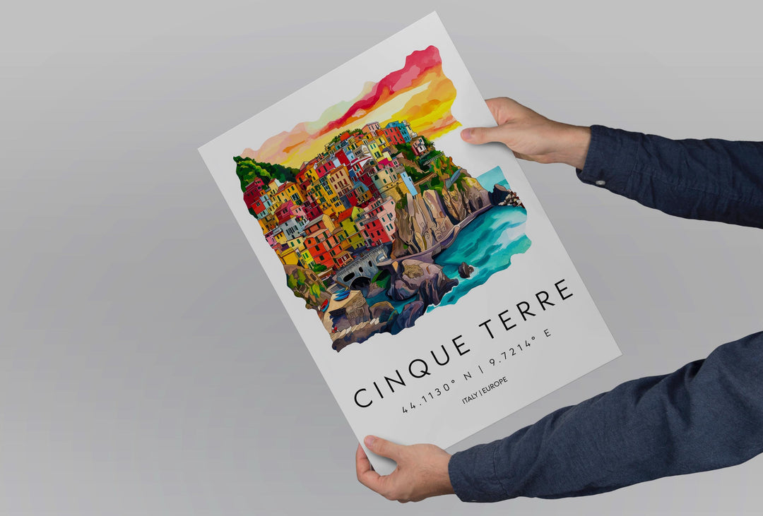 Cinque Terre Watercolor Poster Wall Art Cinque Terre Wall Hanging Home Décor Cinque Terre Gift Art Lovers Italy Wall Art