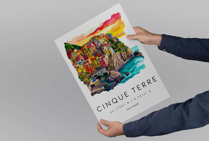 Cinque Terre Watercolor Poster Wall Art Cinque Terre Wall Hanging Home Décor Cinque Terre Gift Art Lovers Italy Wall Art