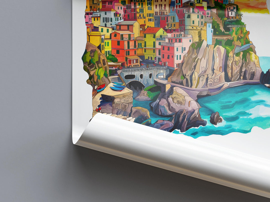 Cinque Terre Watercolor Poster Wall Art Cinque Terre Wall Hanging Home Décor Cinque Terre Gift Art Lovers Italy Wall Art