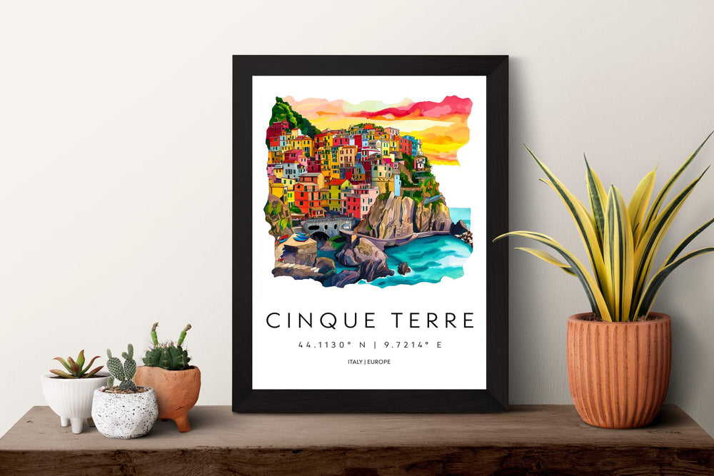 Cinque Terre Watercolor Poster Wall Art Cinque Terre Wall Hanging Home Décor Cinque Terre Gift Art Lovers Italy Wall Art