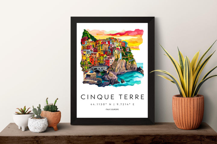 Cinque Terre Watercolor Poster Wall Art Cinque Terre Wall Hanging Home Décor Cinque Terre Gift Art Lovers Italy Wall Art