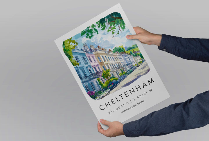 Cheltenham Watercolor Poster Wall Art Cheltenham Wall Hanging Home Décor Cheltenham Gift Art Lovers United Kingdom Wall Art
