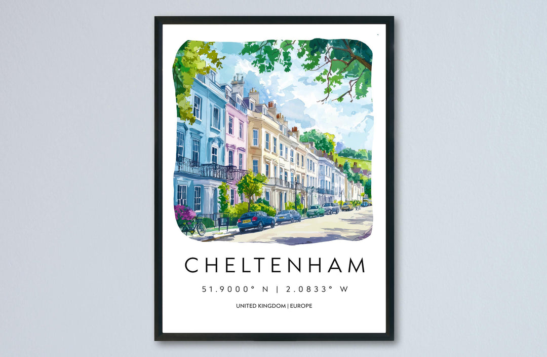 Cheltenham Watercolor Poster Wall Art Cheltenham Wall Hanging Home Décor Cheltenham Gift Art Lovers United Kingdom Wall Art