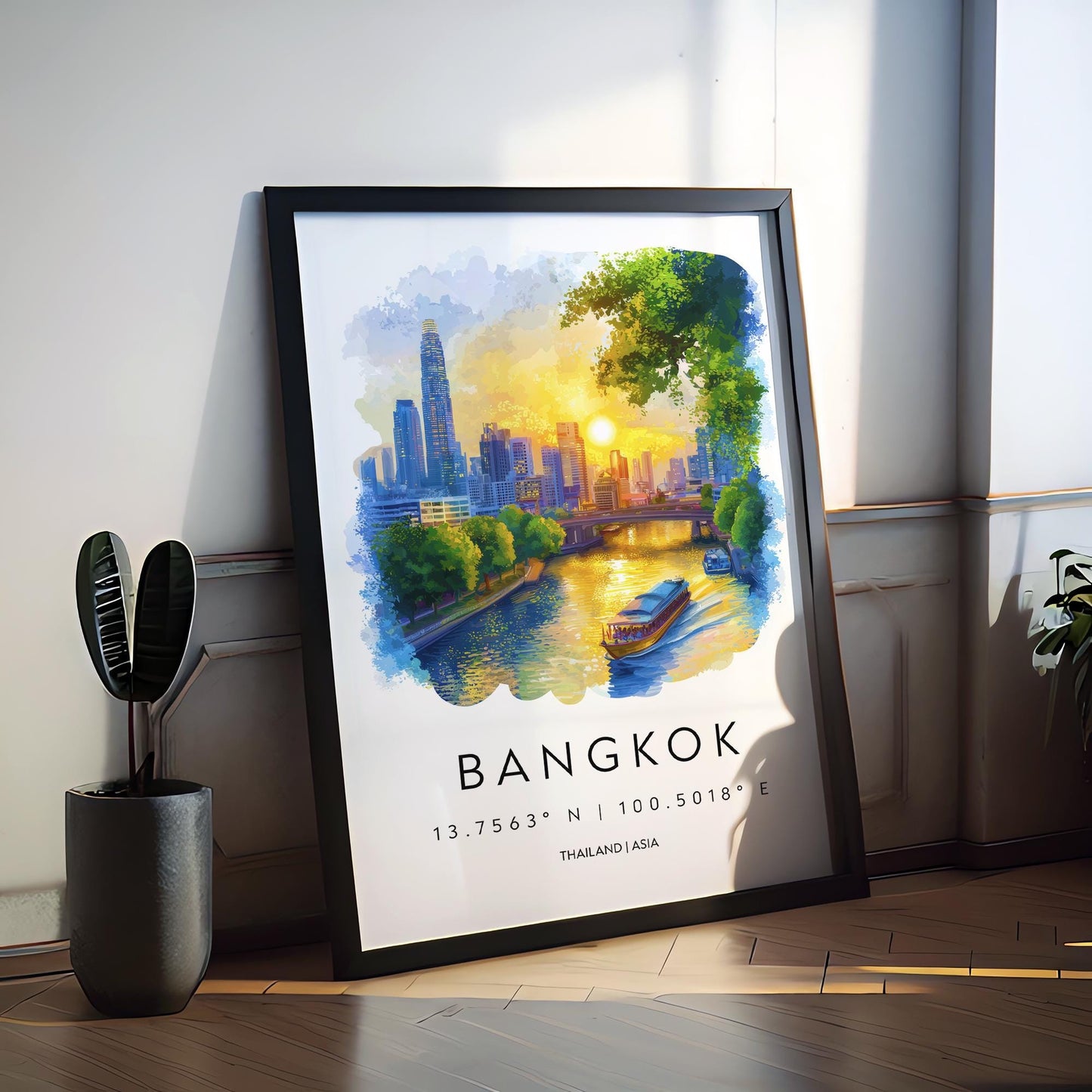 Bangkok watercolor poster Wall Art Bangkok Wall Hanging Home Décor Bangkok Gift Art Lovers Thailand Art Lover Gift