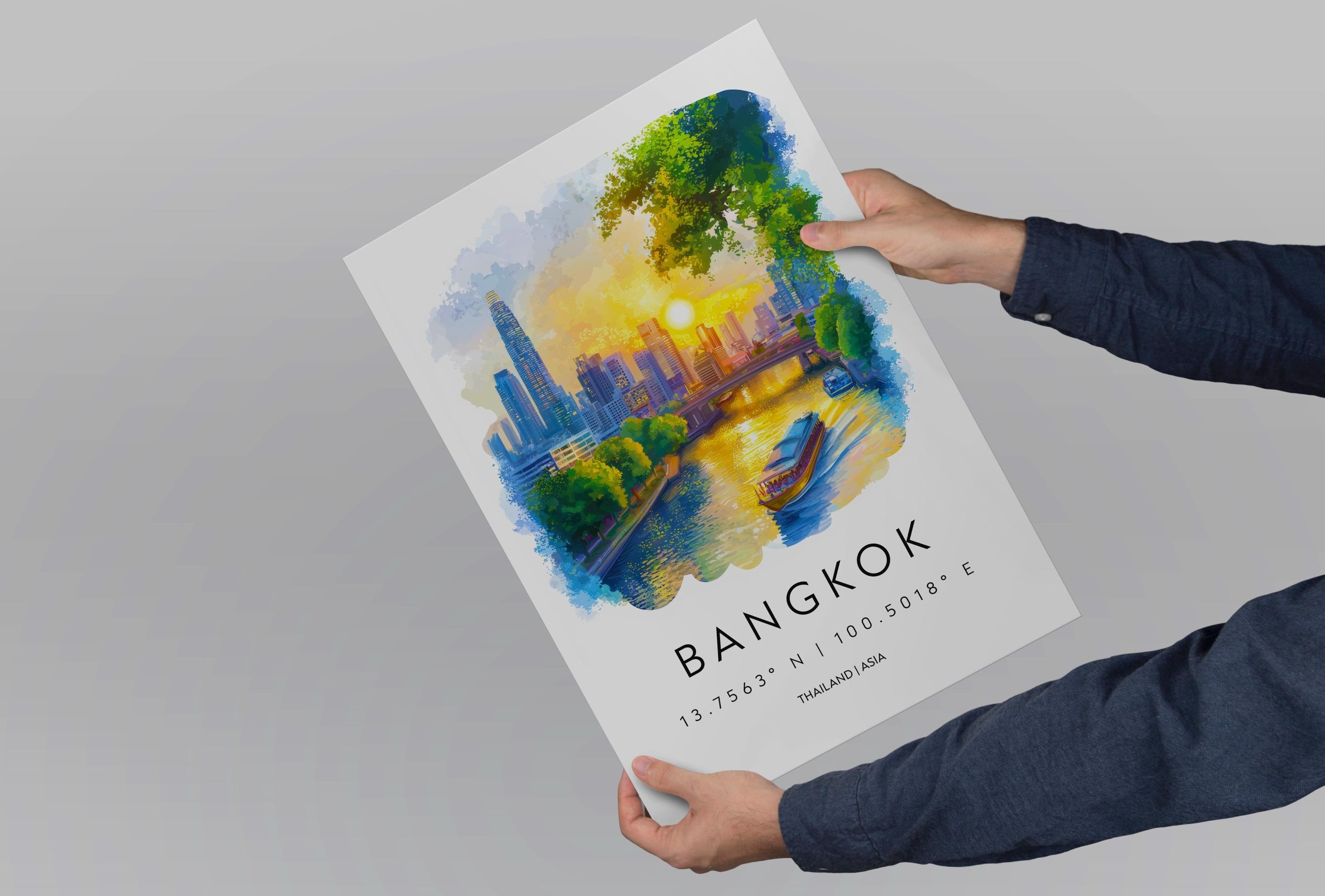 Bangkok watercolor poster Wall Art Bangkok Wall Hanging Home Décor Bangkok Gift Art Lovers Thailand Art Lover Gift
