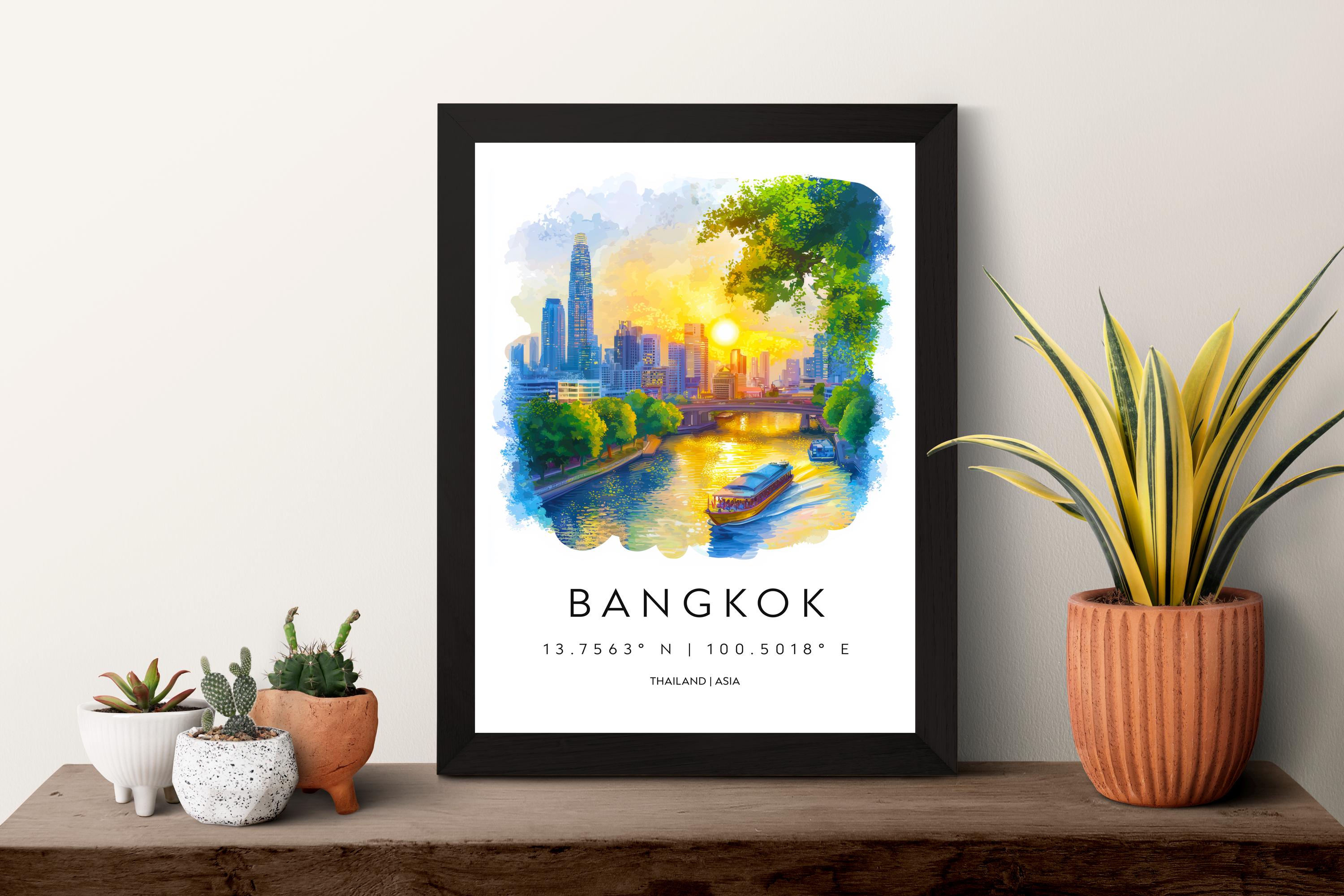 Bangkok watercolor poster Wall Art Bangkok Wall Hanging Home Décor Bangkok Gift Art Lovers Thailand Art Lover Gift