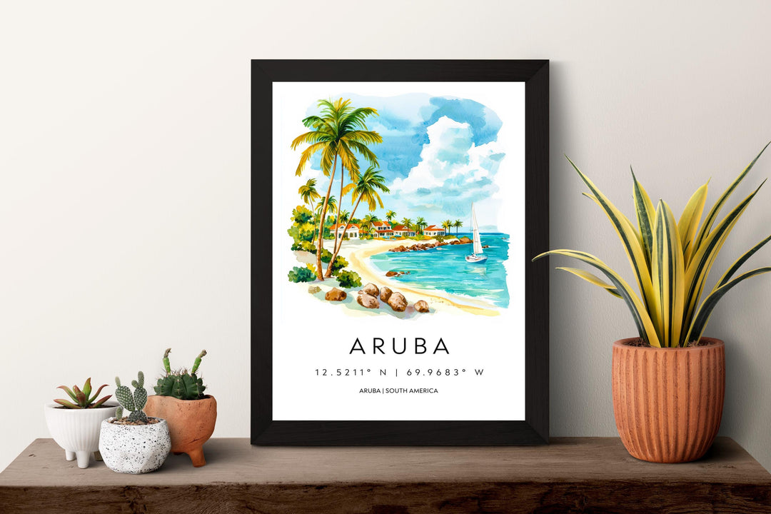Aruba Watercolor Poster Wall Art Aruba Wall Hanging Home Décor Aruba Gift Art Lovers Caribbean Wall Art