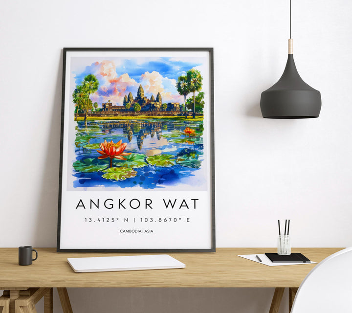 Angkor Wat Watercolor Poster Wall Art Angkor Wat Wall Hanging Home Décor Angkor Wat Gift Art Lovers Cambodia Wall Art