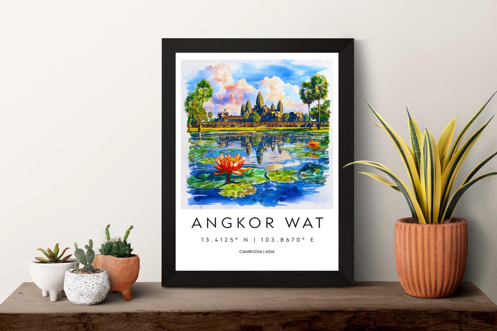 Angkor Wat Watercolor Poster Wall Art Angkor Wat Wall Hanging Home Décor Angkor Wat Gift Art Lovers Cambodia Wall Art