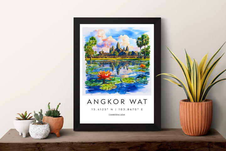 Angkor Wat Watercolor Poster Wall Art Angkor Wat Wall Hanging Home Décor Angkor Wat Gift Art Lovers Cambodia Wall Art