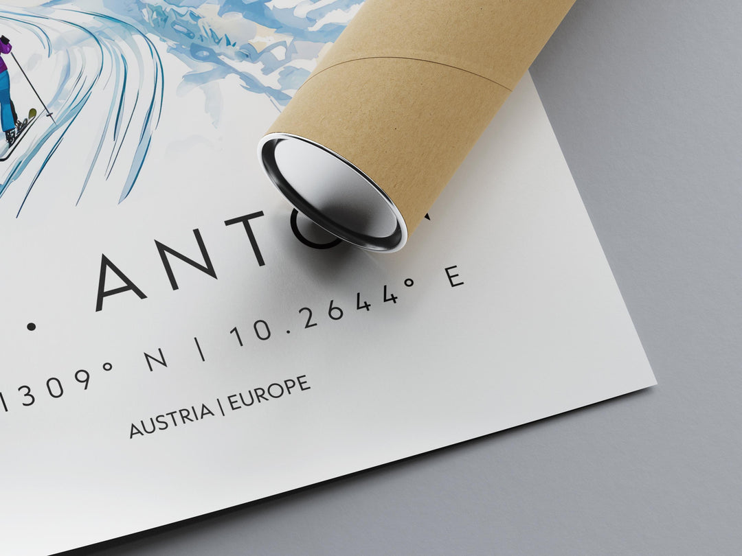 St Anton Watercolor Poster Wall Art St Anton Wall Hanging Home Décor St Anton Gift Art Lovers Austria Wall Art