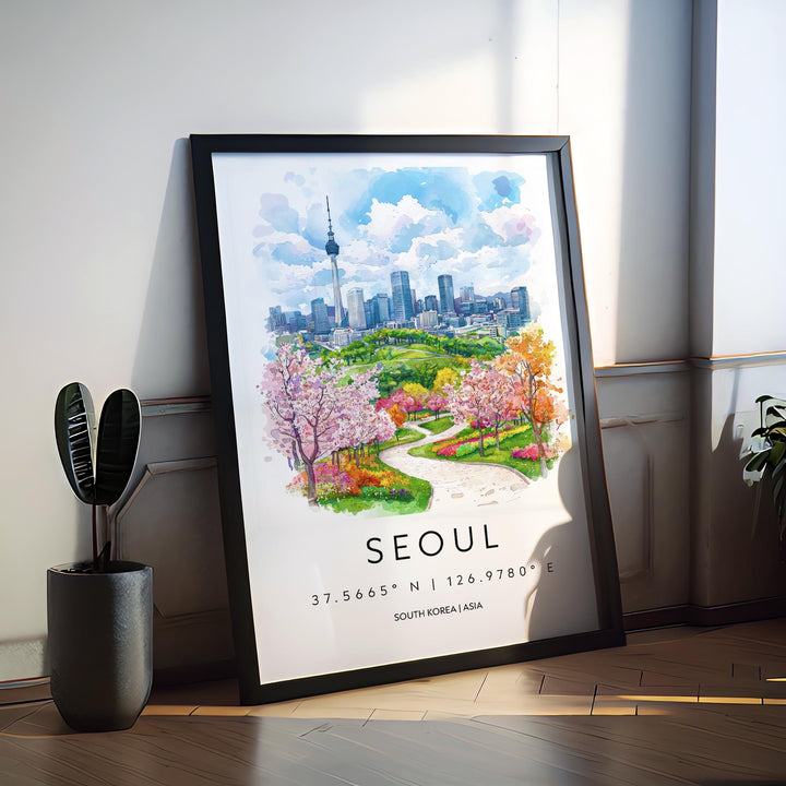 Seoul Watercolor Poster Wall Art Seoul Wall Hanging Home Décor Seoul Gift Art Lovers South Korea Wall Art