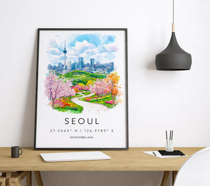 Seoul Watercolor Poster Wall Art Seoul Wall Hanging Home Décor Seoul Gift Art Lovers South Korea Wall Art