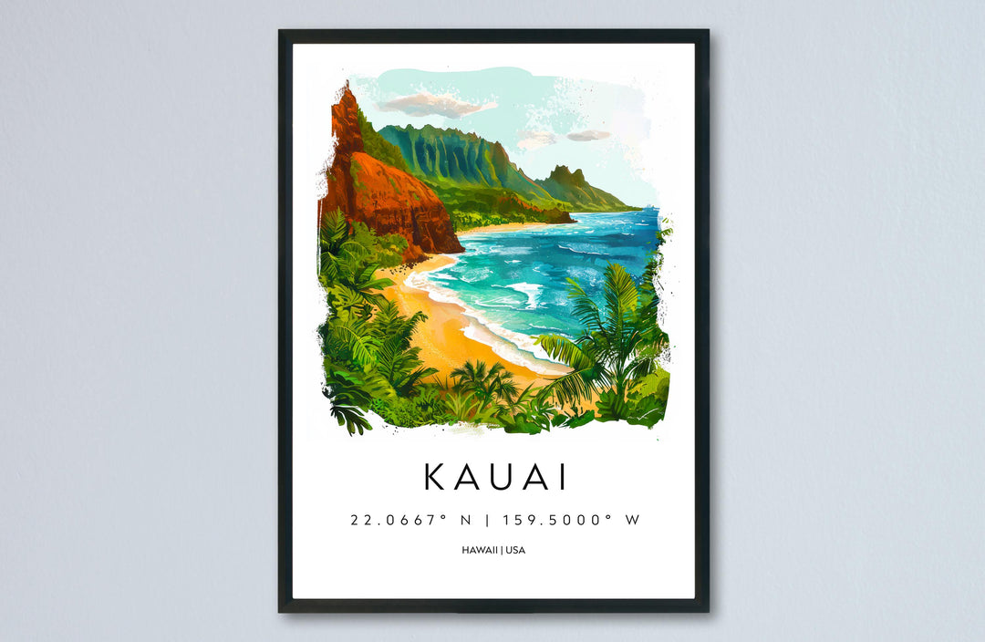 Kauai Watercolor Poster Wall Art Kauai Wall Hanging Home Décor Kauai Gift Art Lovers Hawaii Wall Art