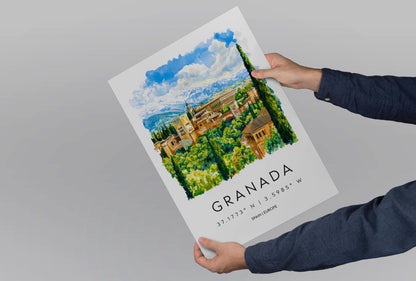 Granada Watercolor Poster Wall Art Granada Wall Hanging Home Décor Granada Gift Art Lovers Spain Wall Art