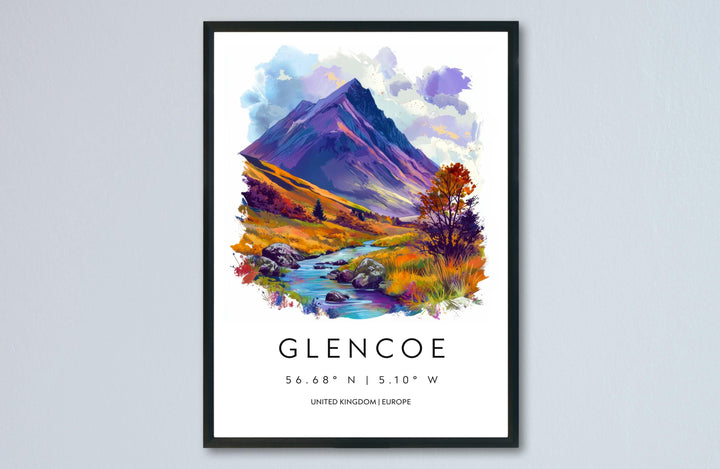 Glencoe Watercolor Poster Wall Art Glencoe Wall Hanging Home Décor Glencoe Gift Art Lovers Scotland Wall Art