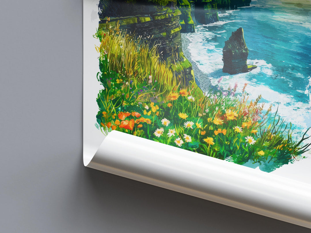 Cliffs of Moher Watercolor Poster Wall Art Cliffs of Moher Wall Hanging Home Décor Cliffs of Moher Gift Art Lovers Ireland Wall Art