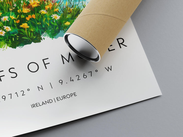 Cliffs of Moher Watercolor Poster Wall Art Cliffs of Moher Wall Hanging Home Décor Cliffs of Moher Gift Art Lovers Ireland Wall Art