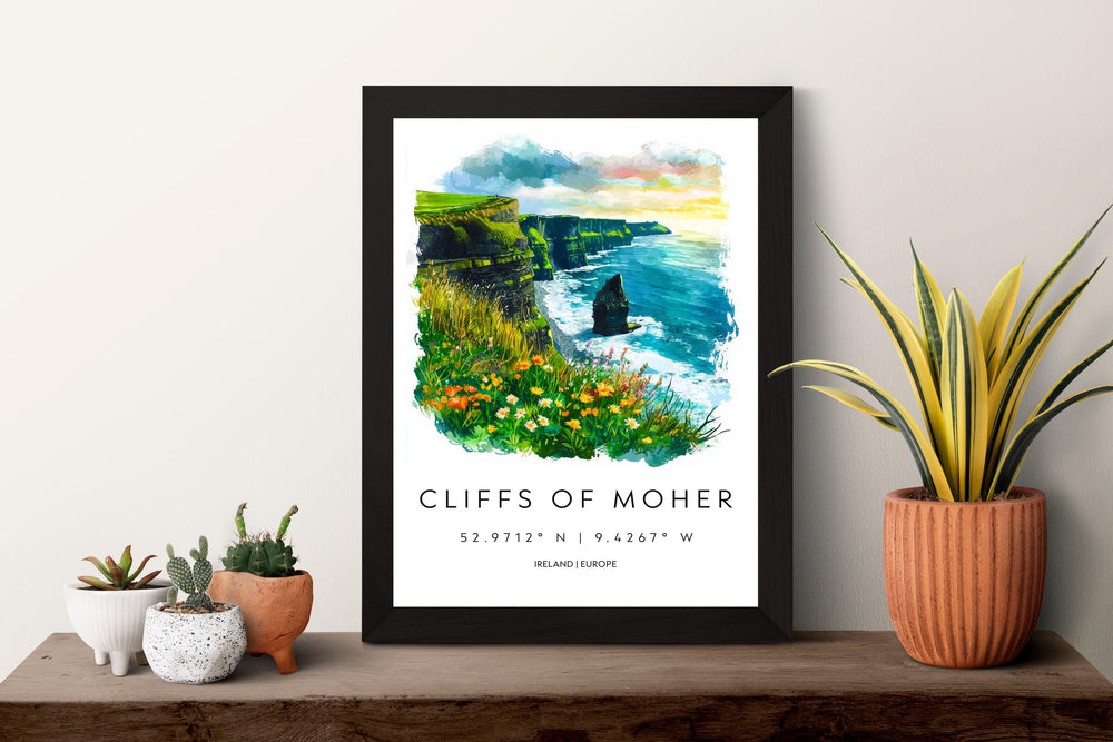 Cliffs of Moher Watercolor Poster Wall Art Cliffs of Moher Wall Hanging Home Décor Cliffs of Moher Gift Art Lovers Ireland Wall Art
