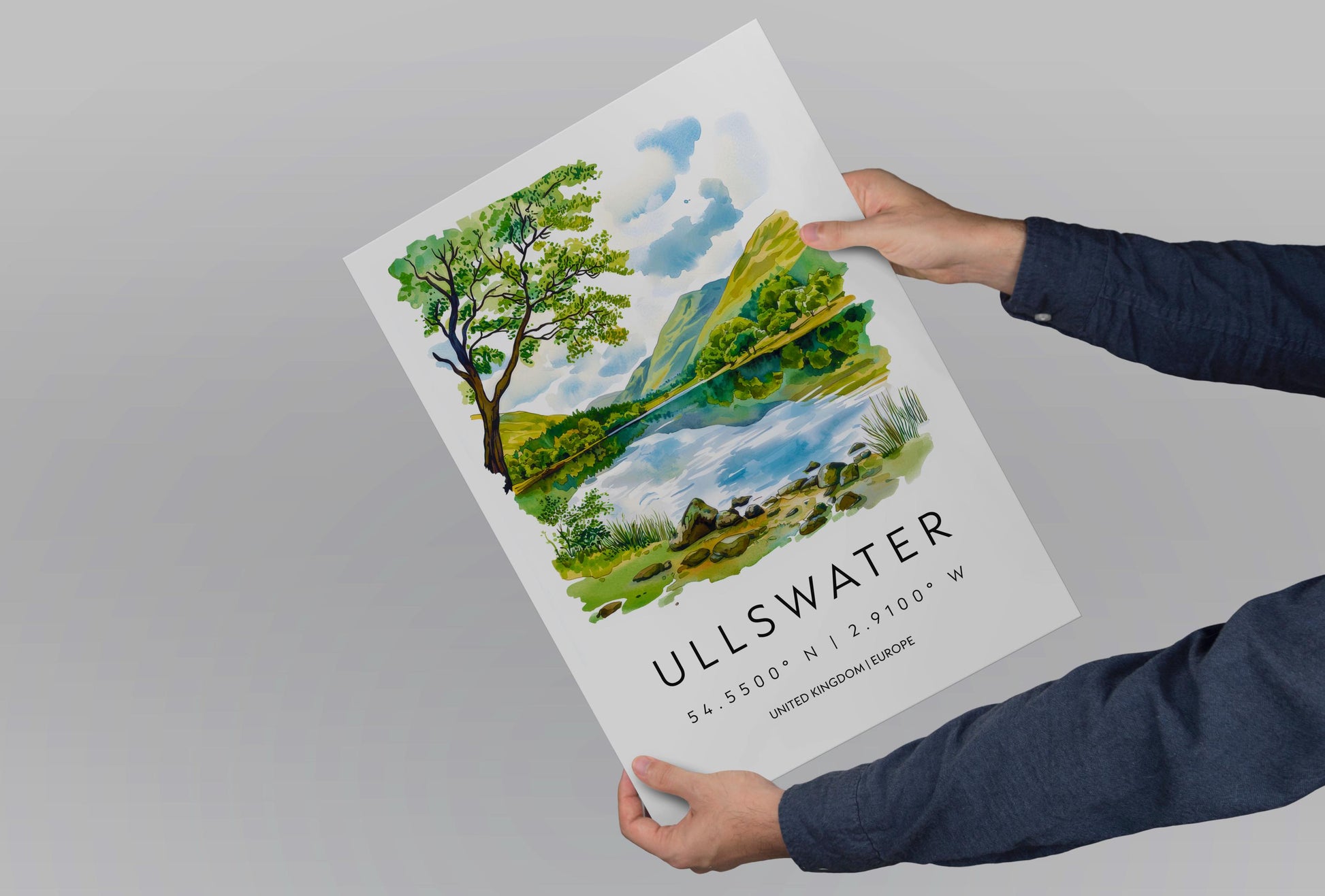 Ullswater Watercolor Poster Wall Art Ullswater Wall Hanging Home Décor Ullswater Gift Art Lovers United Kingdom Wall Art