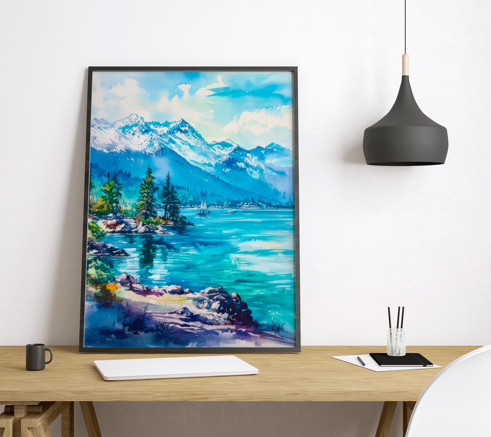Lake Tahoe Watercolor Poster Wall Art Lake Tahoe Wall Hanging Home Décor Lake Tahoe Gift Art Lovers California Art Lover Gift Nevada art