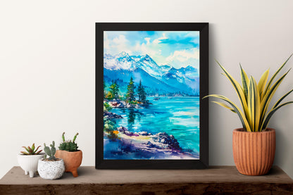 Lake Tahoe Watercolor Poster Wall Art Lake Tahoe Wall Hanging Home Décor Lake Tahoe Gift Art Lovers California Art Lover Gift Nevada art
