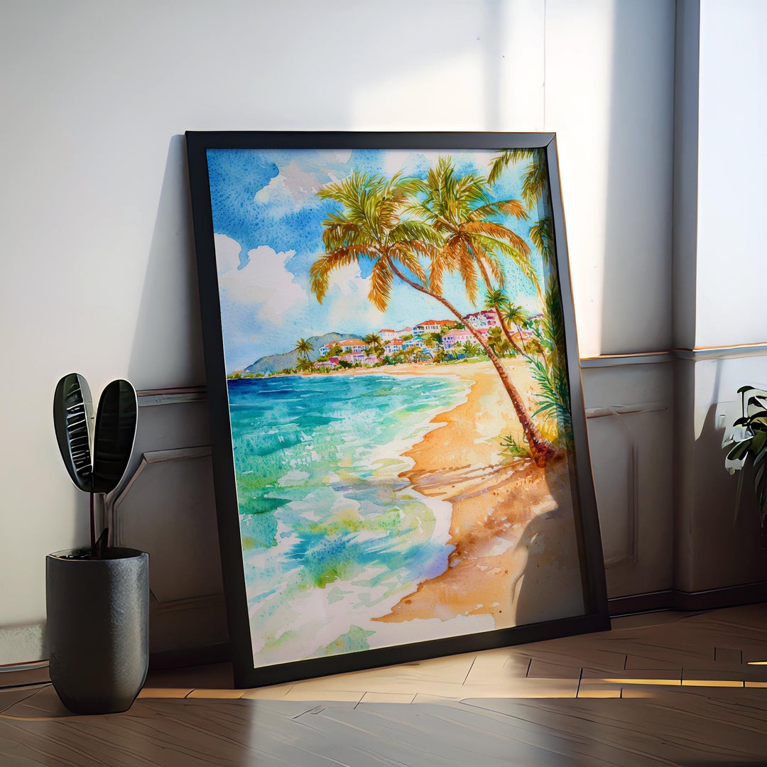 Saint Maarten watercolor poster Wall Art Saint Maarten Wall Hanging Home Décor Saint Maarten Gift Art Lovers Saint Maarten Art Lover Gift
