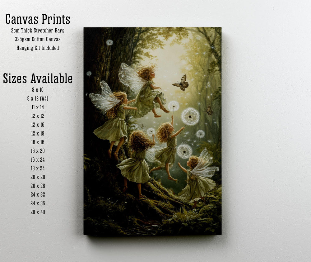 Dandelion Fairies Vintage Art Print - Cottagecore Illustration
