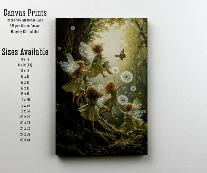 Dandelion Fairies Vintage Art Print - Cottagecore Illustration