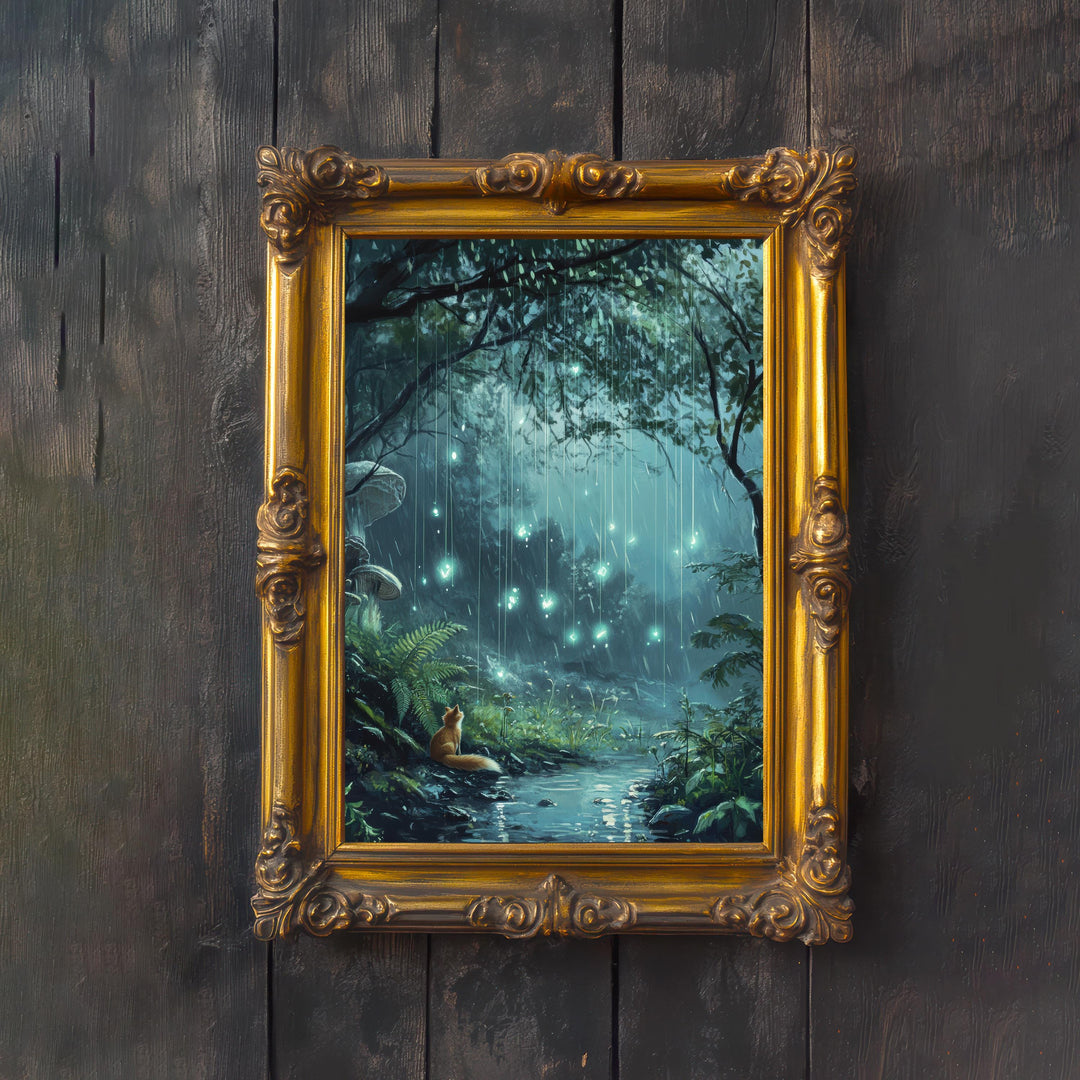 Raindrop Fairy Cottagecore Print Poster Vintage Magical Art Dark Academia Wall Decor Antique Illustration Enchanted Woodland Aesthetic