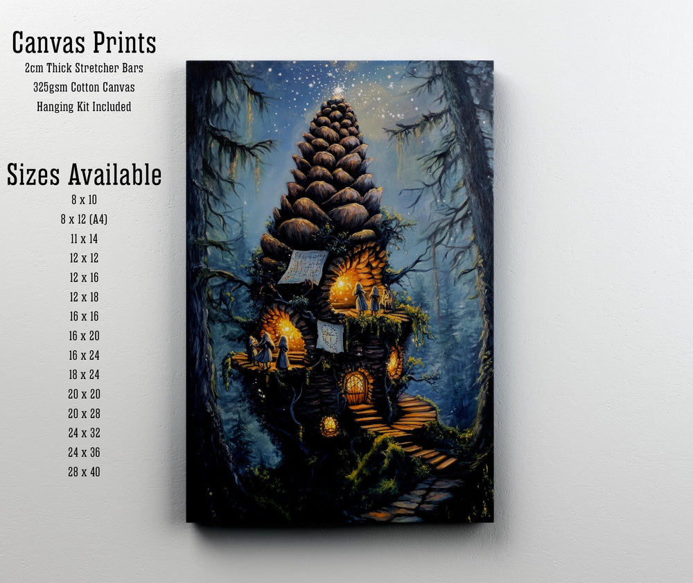 Pinecone Observatory Cottagecore Print Poster Vintage Forest Art Dark Academia Wall Decor Antique Illustration Enchanted Woodland Aesthetic