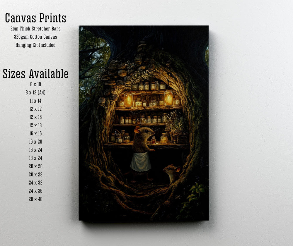 Shrew Apothecary Stall Cottagecore Print Poster Vintage Woodland Art Dark Academia Decor Antique Illustration Enchanted Forest Aesthetic