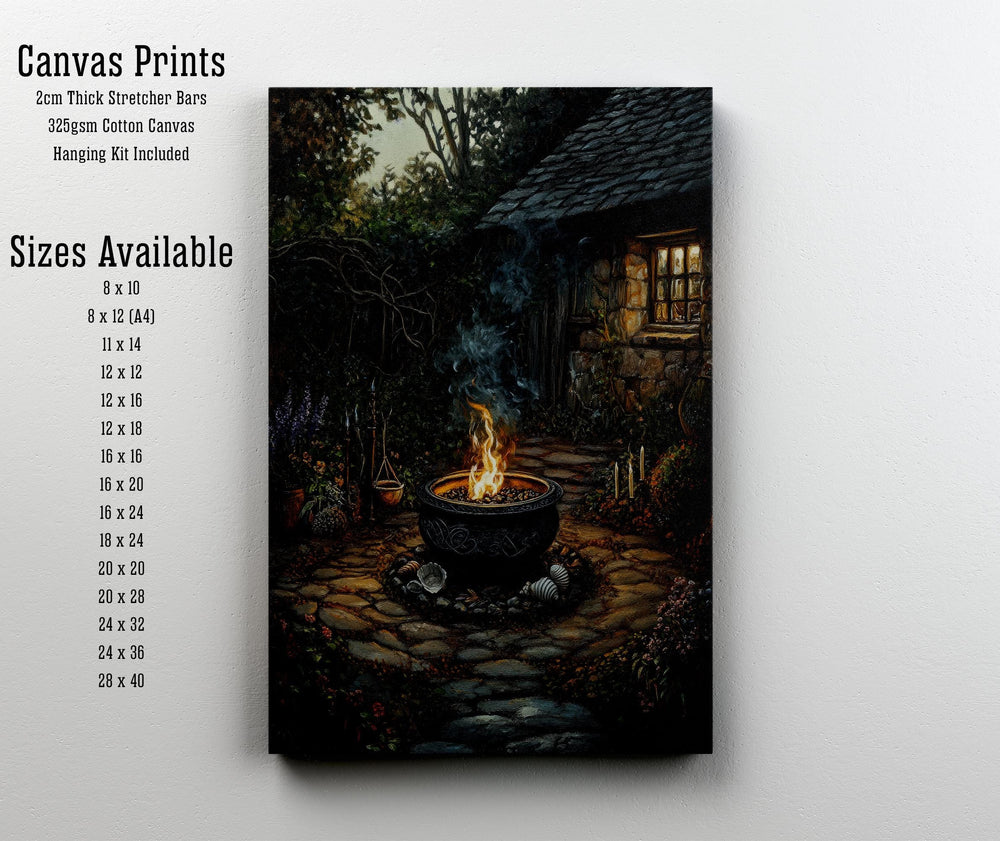 Cauldron of Elements Cottagecore Print Poster Vintage Magical Art Dark Academia Wall Decor Antique Illustration Enchanted Ritual Aesthetic