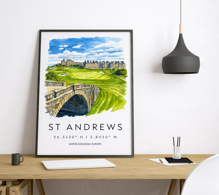 St Andrews Golf Course Watercolor Poster Wall Art St Andrews Golf Course Wall Hanging Home Décor St Andrews Golf Course Gift Art Lovers
