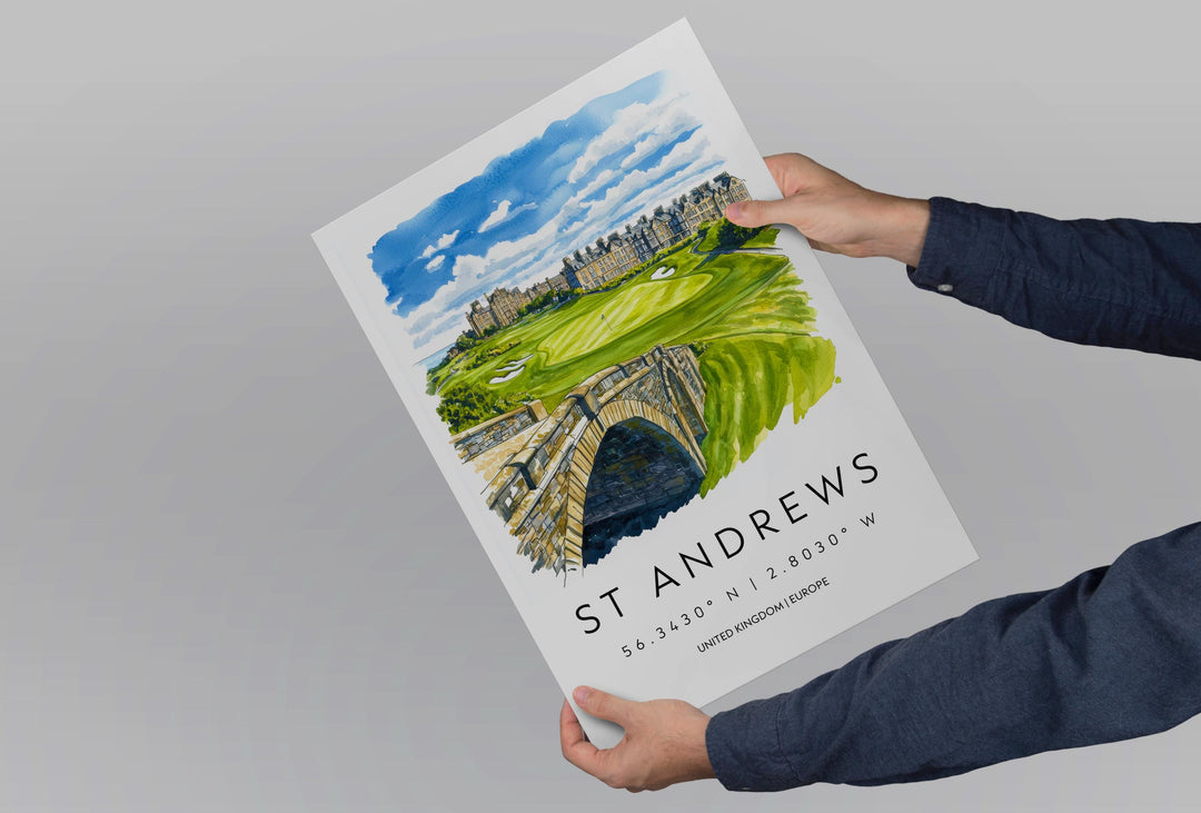 St Andrews Golf Course Watercolor Poster Wall Art St Andrews Golf Course Wall Hanging Home Décor St Andrews Golf Course Gift Art Lovers