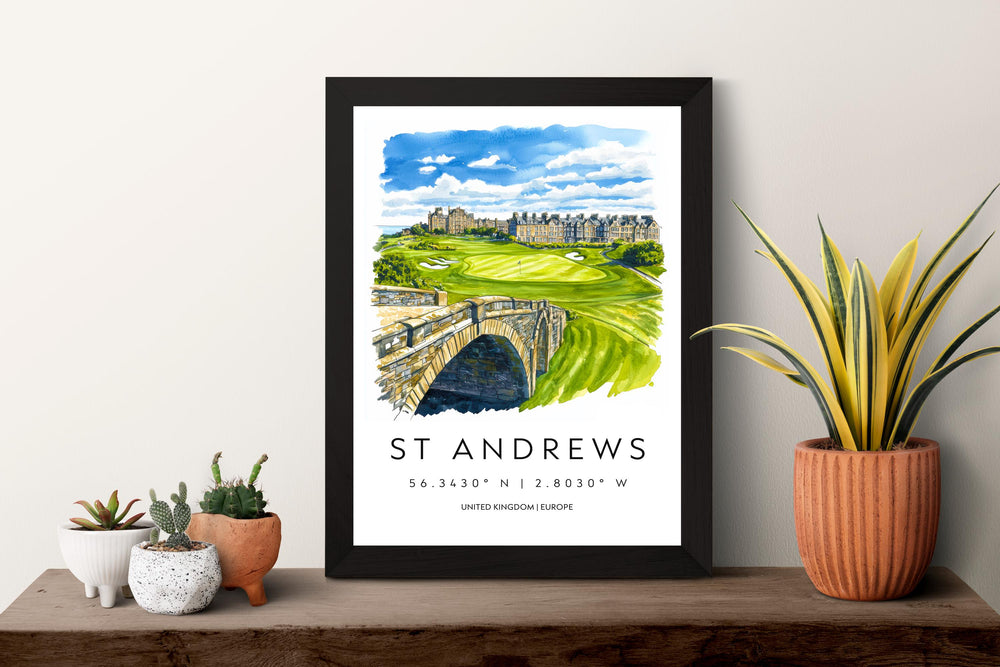 St Andrews Golf Course Watercolor Poster Wall Art St Andrews Golf Course Wall Hanging Home Décor St Andrews Golf Course Gift Art Lovers