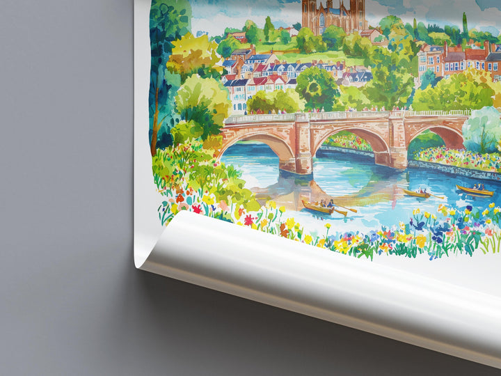 Exeter Watercolor Poster Wall Art Exeter Wall Hanging Home Décor Exeter Gift Art Lovers United Kingdom Wall Art