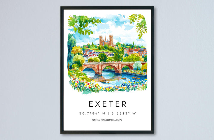 Exeter Watercolor Poster Wall Art Exeter Wall Hanging Home Décor Exeter Gift Art Lovers United Kingdom Wall Art