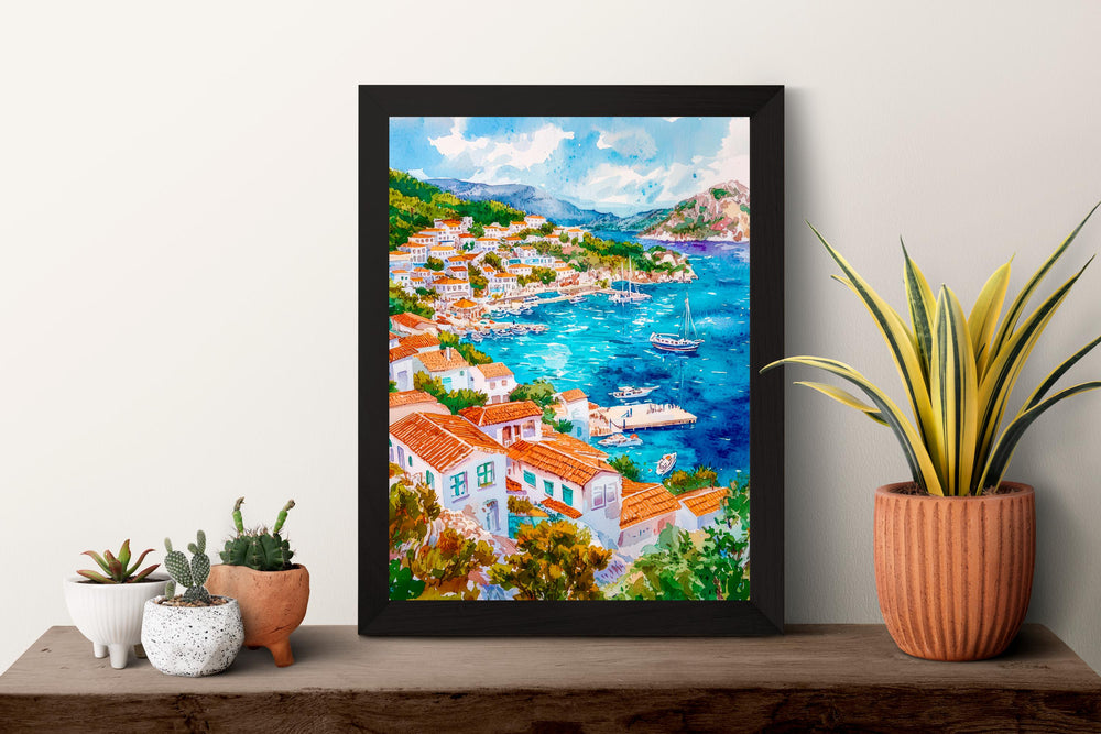Kas Watercolor Poster Wall Art Kas Wall Hanging Home Décor Kas Gift Art Lovers Turkey Art Lover Gift