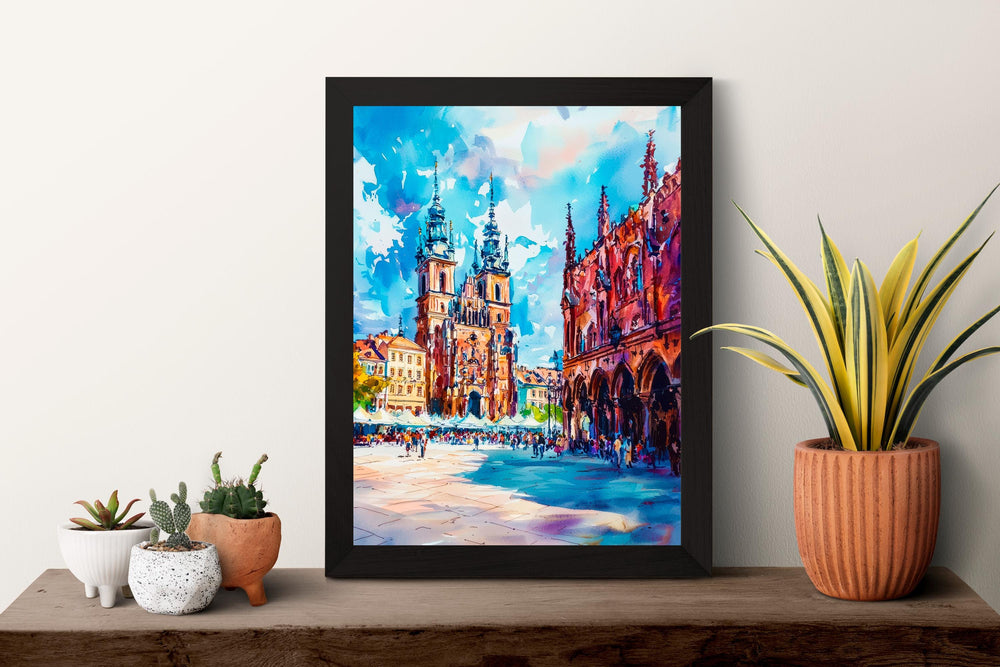 Krakow Watercolor Poster Wall Art Krakow Wall Hanging Home Décor Krakow Gift Art Lovers Poland Wall Art Krakow Travel Poster Gift