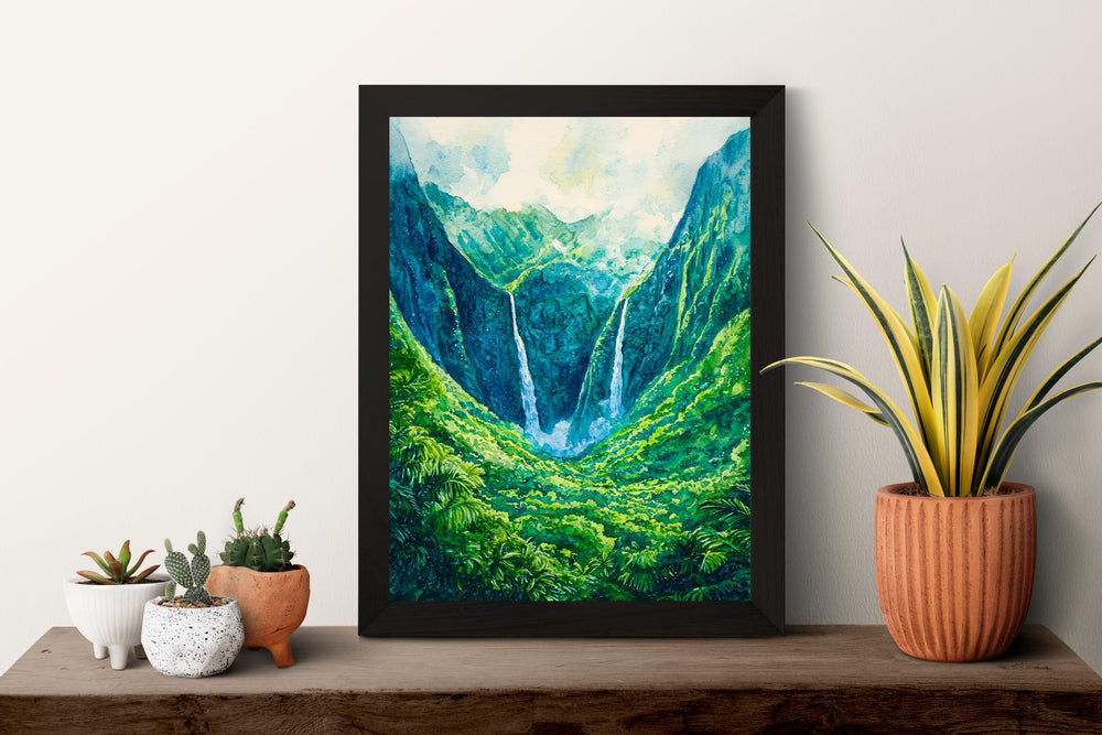 Halawa Valley Watercolor Poster Wall Art Halawa Valley Wall Hanging Home Décor Halawa Valley Gift Art Lovers United States Wall Art