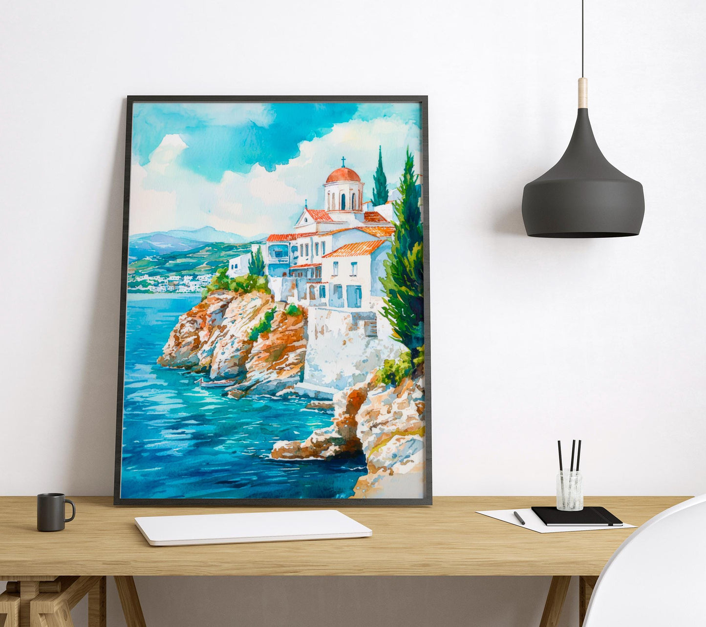 Andros Watercolor Poster Wall Art Andros Wall Hanging Home Décor Andros Gift Art Lovers Greece Wall Art