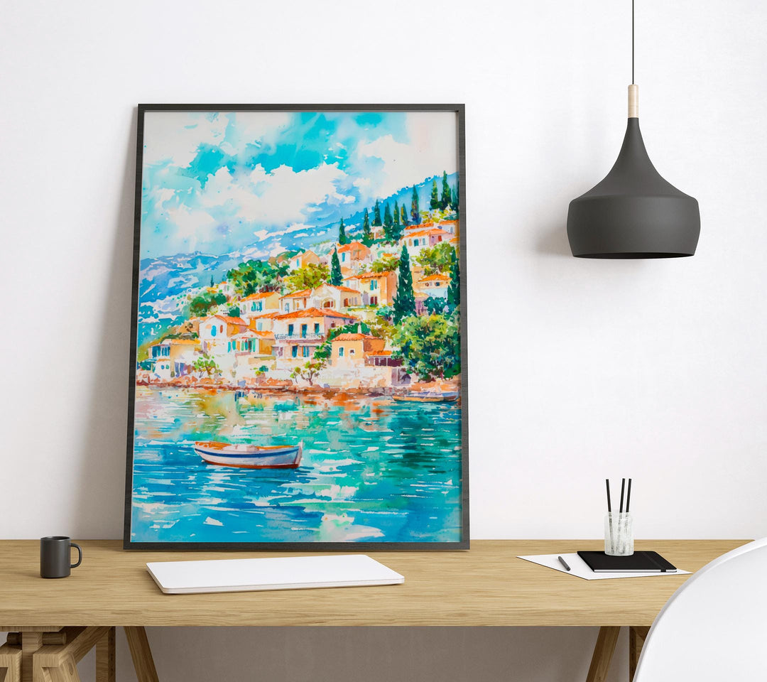 Ithaca Watercolor Poster Wall Art Ithaca Wall Hanging Home Décor Ithaca Gift Art Lovers Greece Wall Art