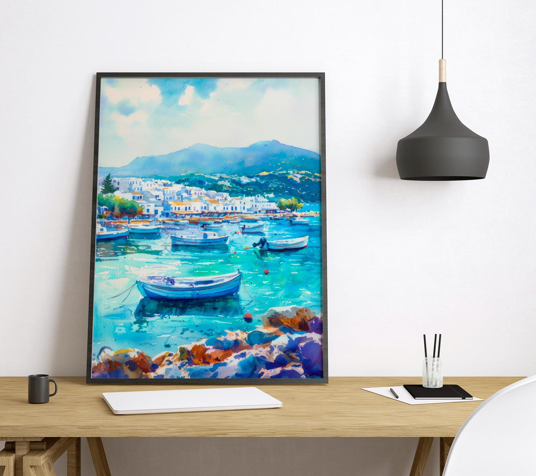 Kos Watercolor Poster Wall Art Kos Wall Hanging Home Décor Kos Gift Art Lovers Greece Wall Art
