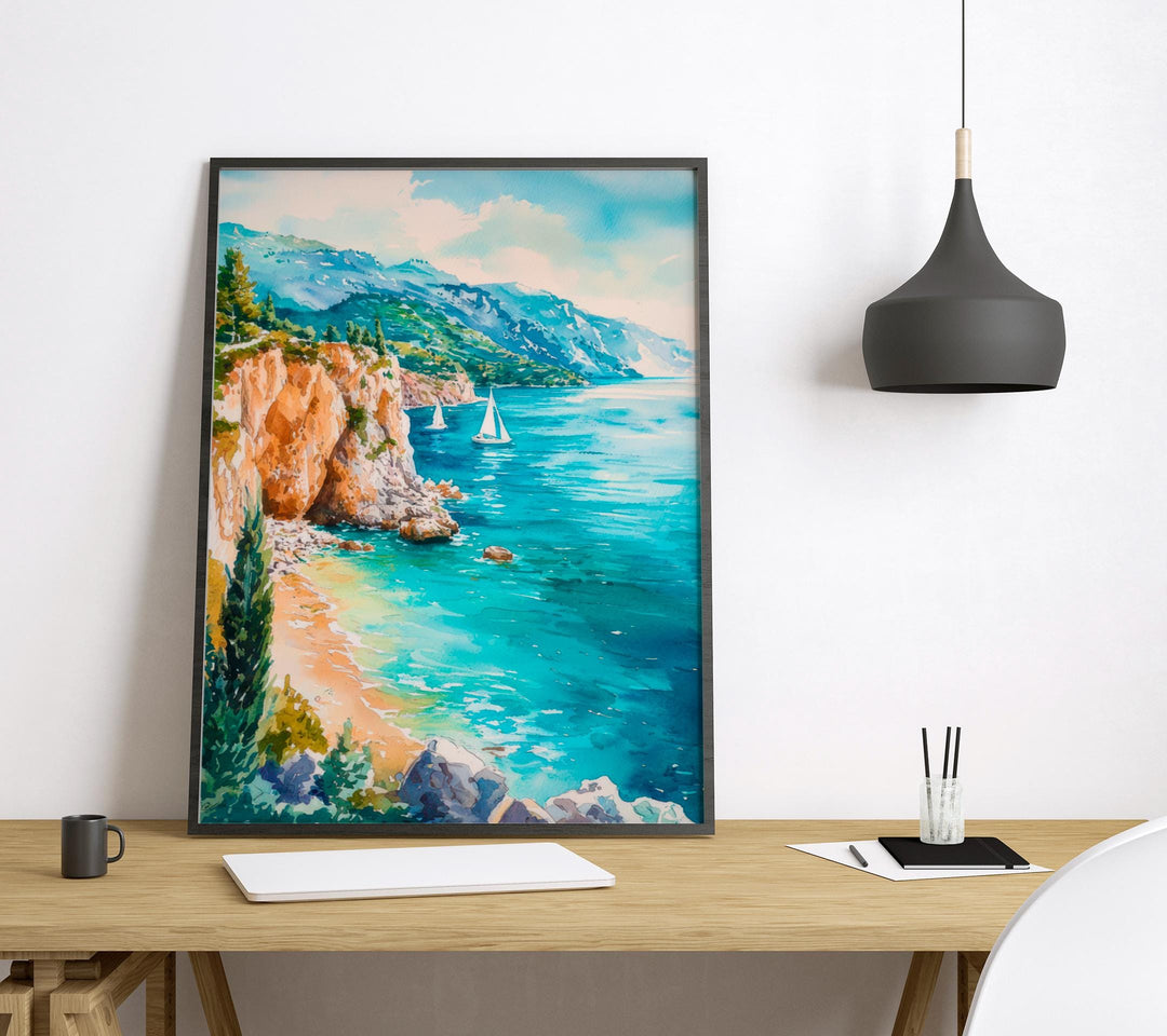 Lefkada Watercolor Poster Wall Art Lefkada Wall Hanging Home Décor Lefkada Gift Art Lovers Greece Wall Art